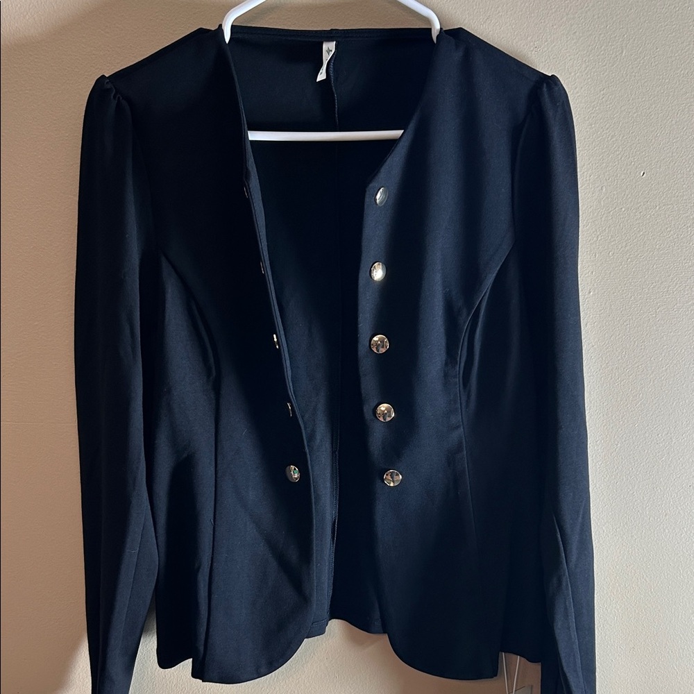 Halara Black Open Front Jacket Gold Hardware NWT … - image 3